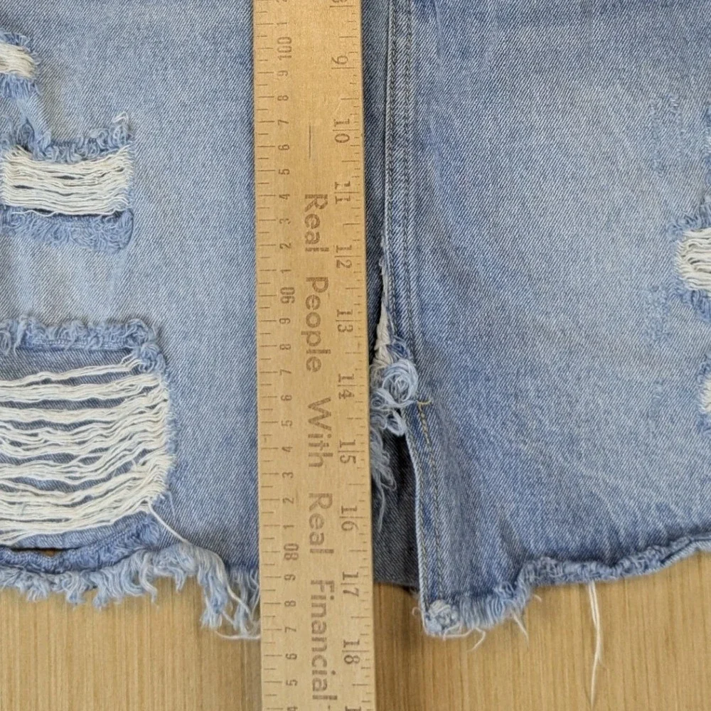 Women's Boho Western Y2K Festival Distressed Denim Mini Skirt Large‎ Raw Hem